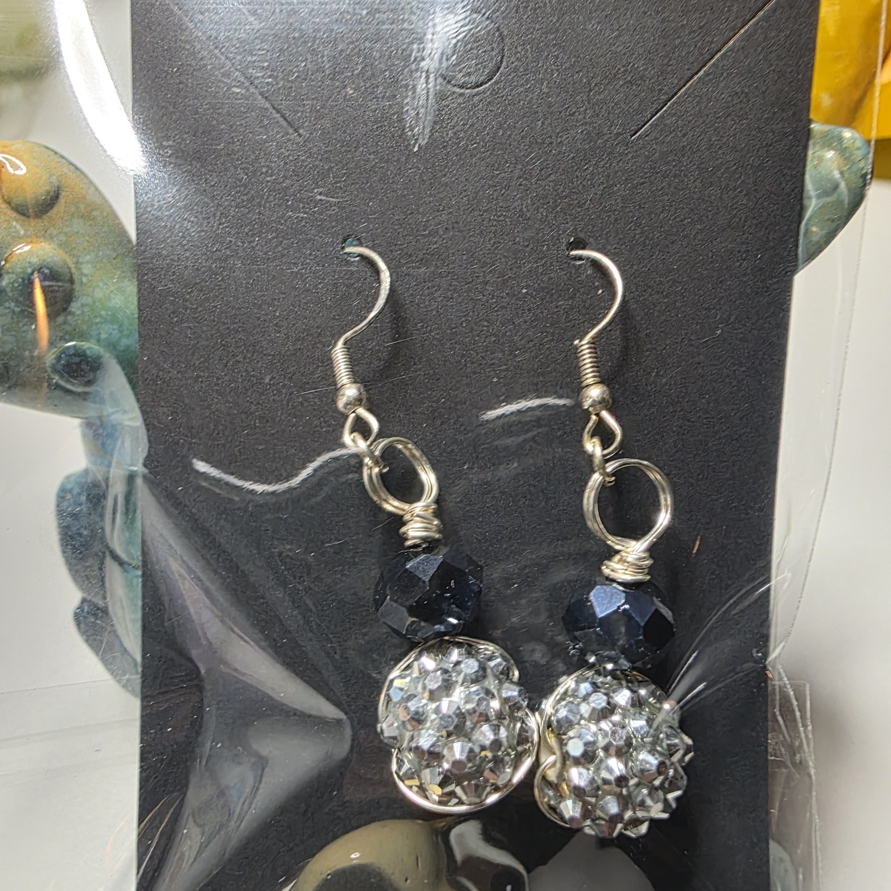Silver And Black Dangle Earrings